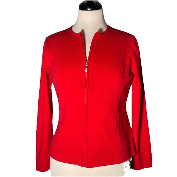 Liz Claiborne Sport Red Zip Up Sweater Jacket size M - Picture 2 of 4